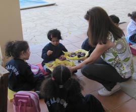 enjoying Mrs Markides' baking.JPG